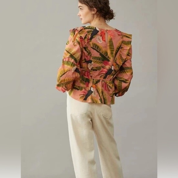 Farm Rio for Anthropologie Yasmine Ruffled Blouse XS - Picture 4 of 9